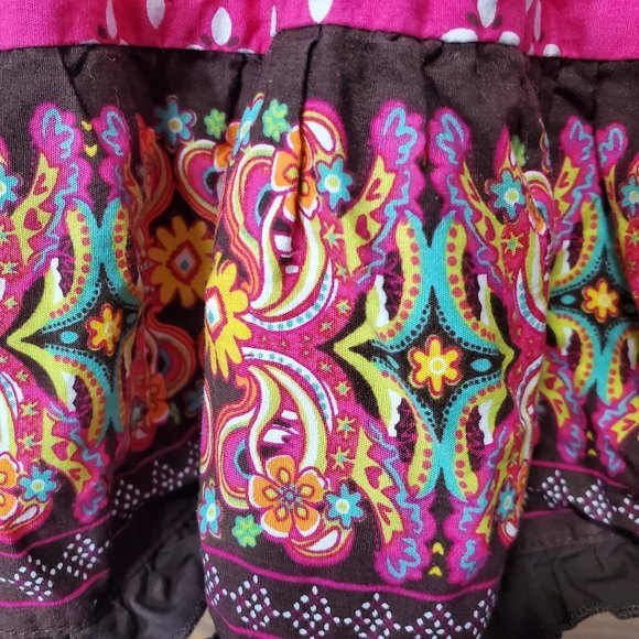 Blueberi Boulevard floral Summer Halter dress Size 12M Cotton Brown Pink - Picture 7 of 9